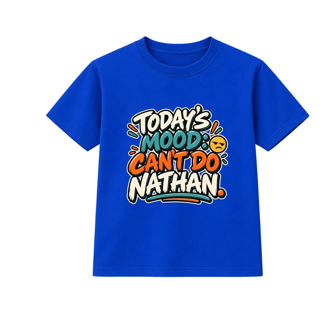 Today's Mood Can't Do Nathan adult slogan t-shirt - Blue