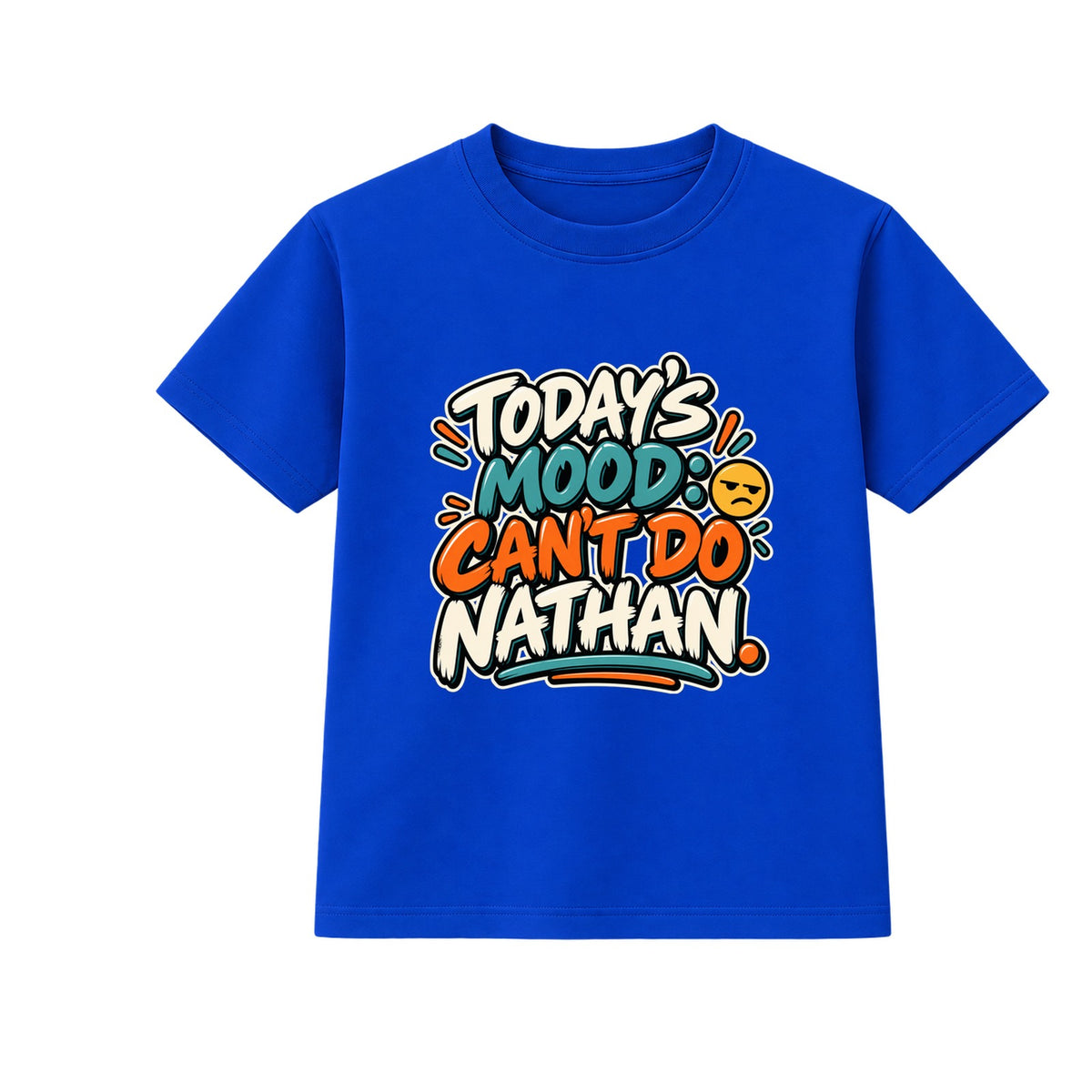 Today's Mood Can't Do Nathan adult slogan t-shirt - Blue