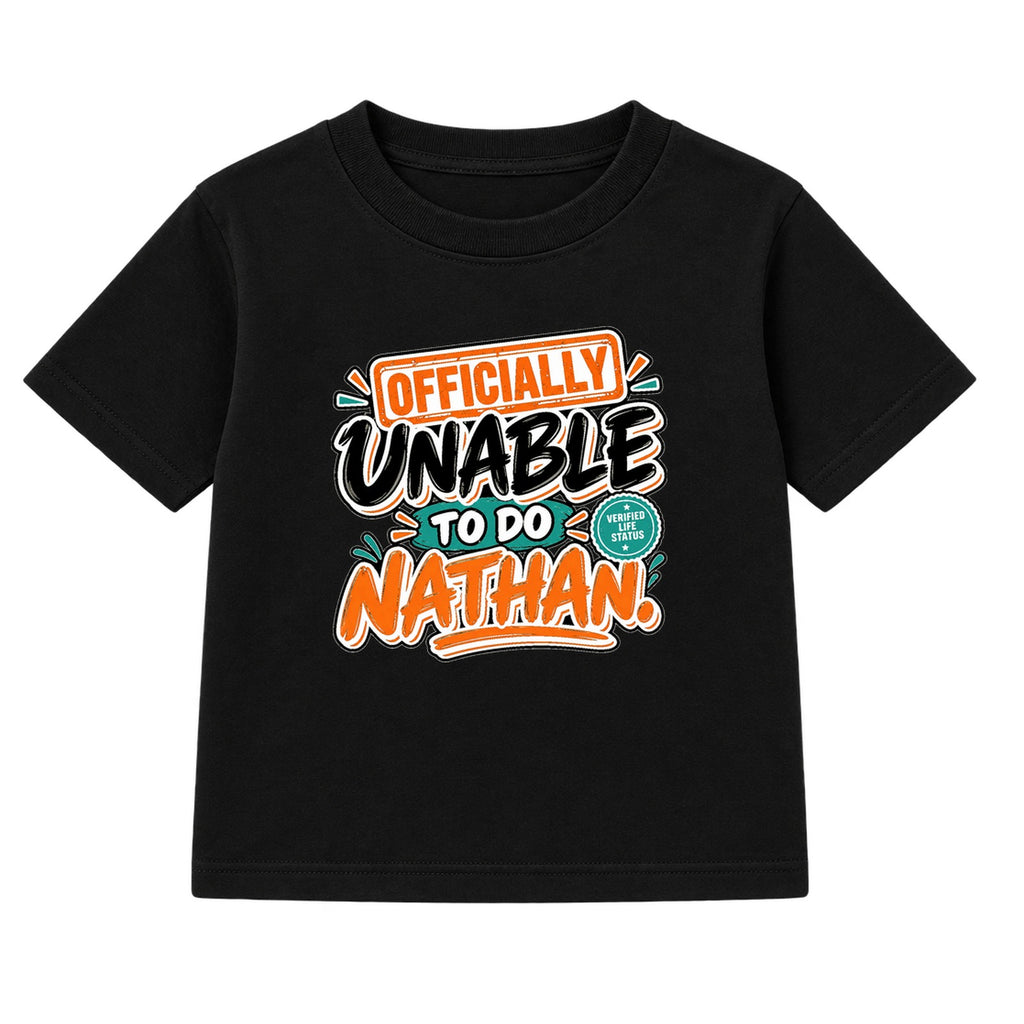 Officially Unable To Do Nathan adult slogan t-shirt - Black
