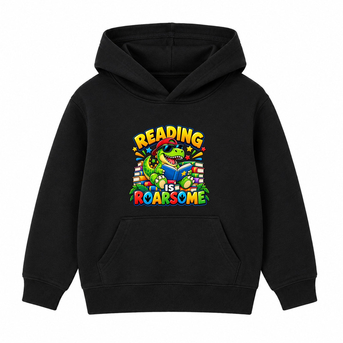 Reading Is Roarsome kids World Book Day hoodie - Black