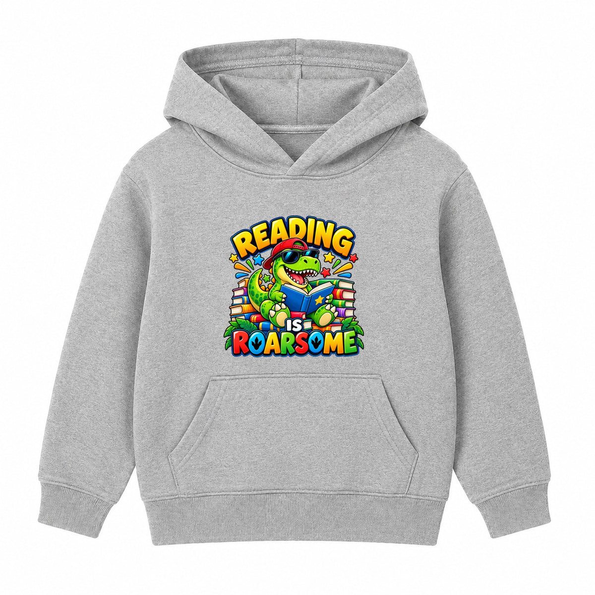 Reading Is Roarsome kids World Book Day hoodie - Heather Grey