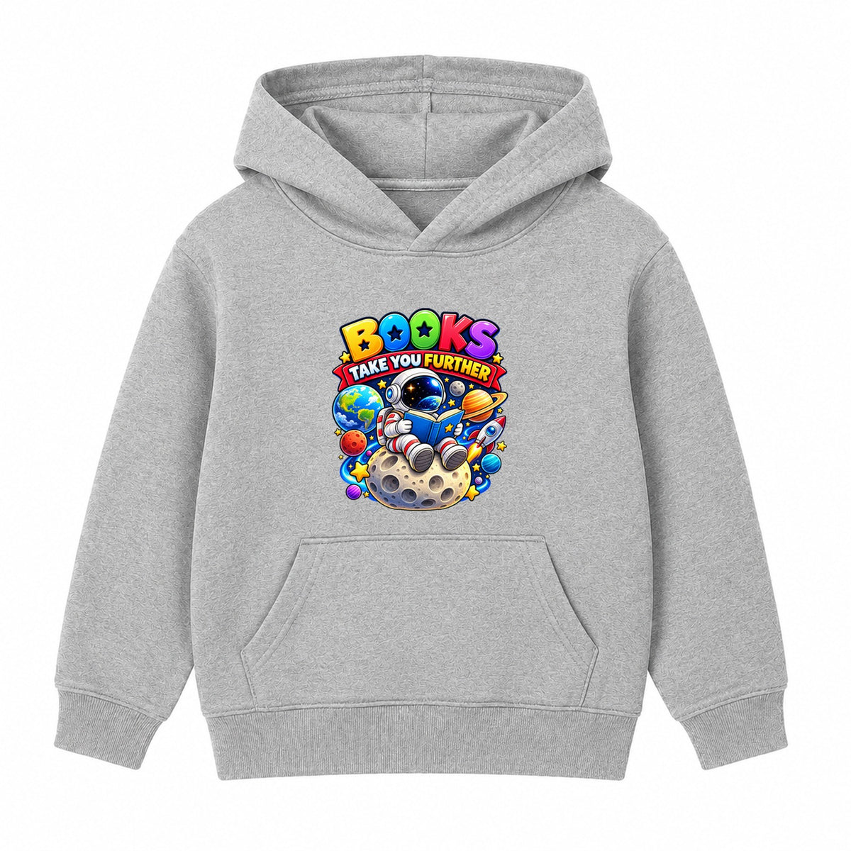 Books Take You Further kids World Book Day hoodie - Heather Grey