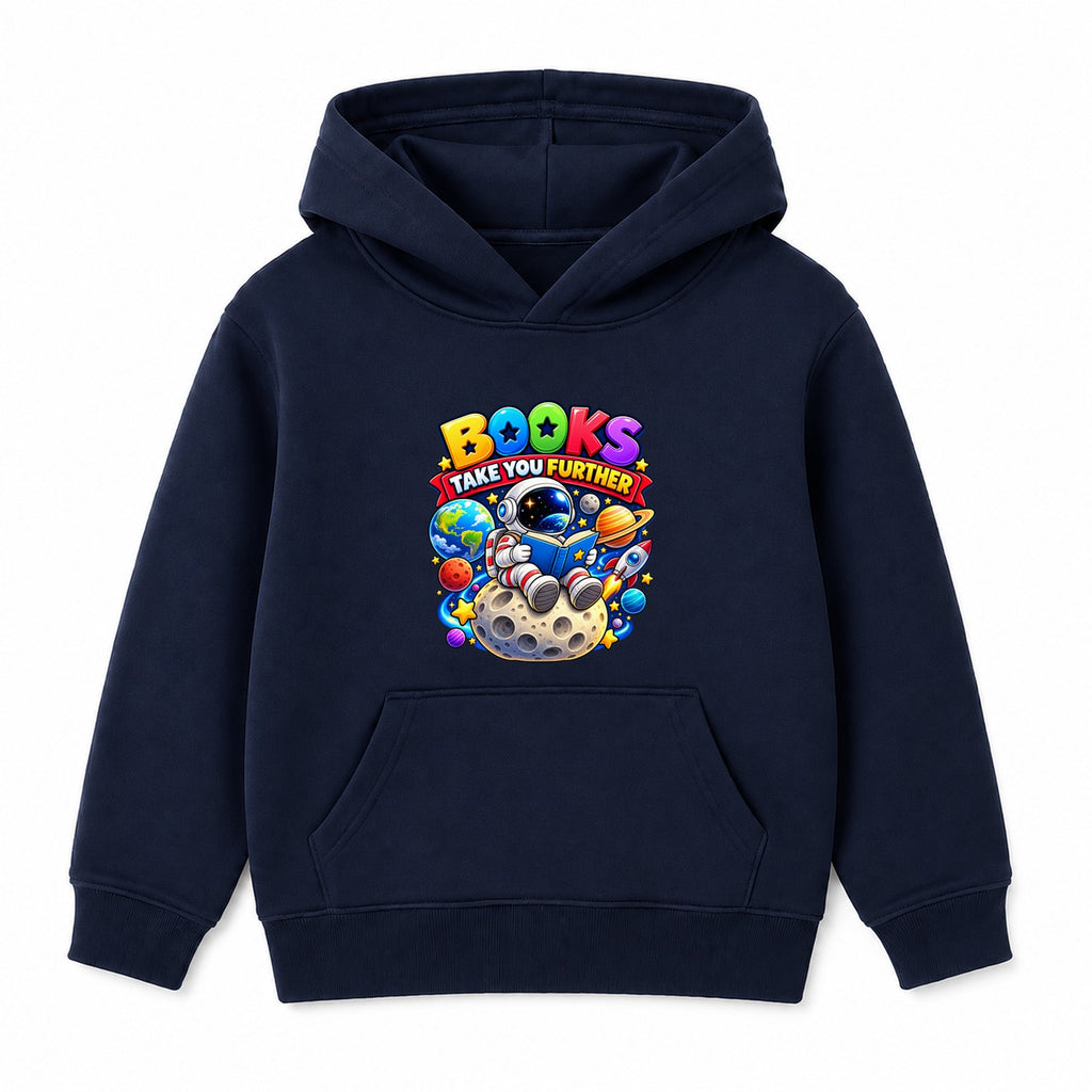 Books Take You Further kids World Book Day hoodie - Navy