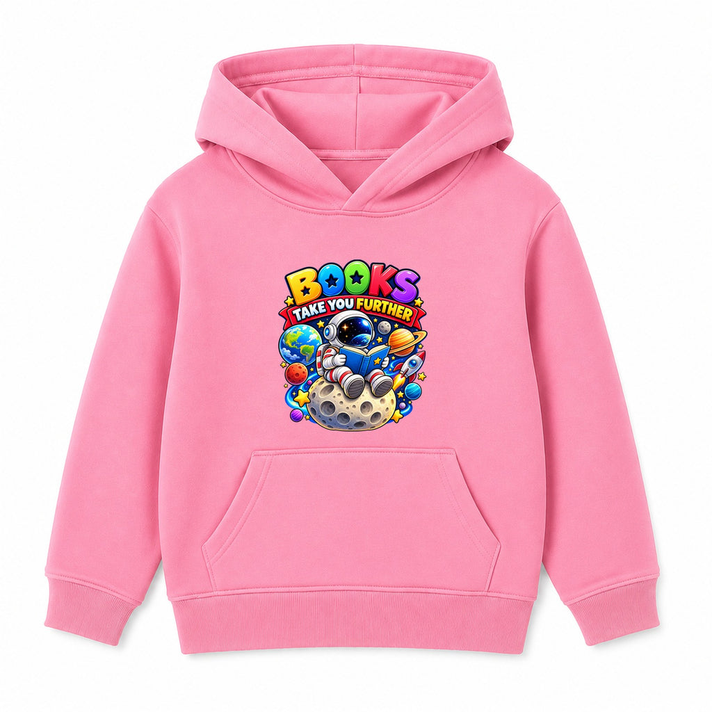 Books Take You Further kids World Book Day hoodie - Pink