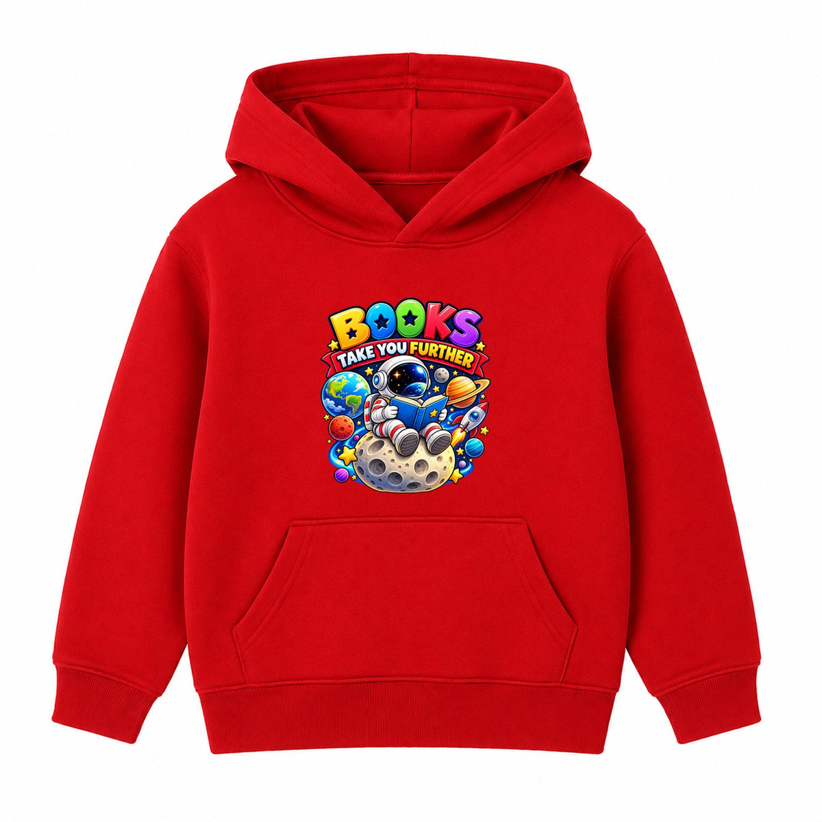 Books Take You Further kids World Book Day hoodie - Red