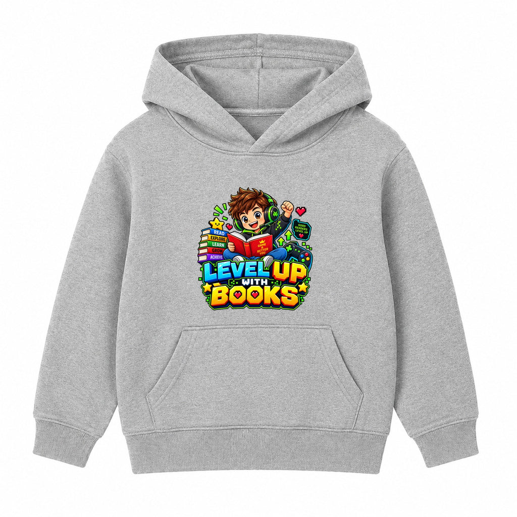 Level Up With Books kids World Book Day hoodie - Heather Grey