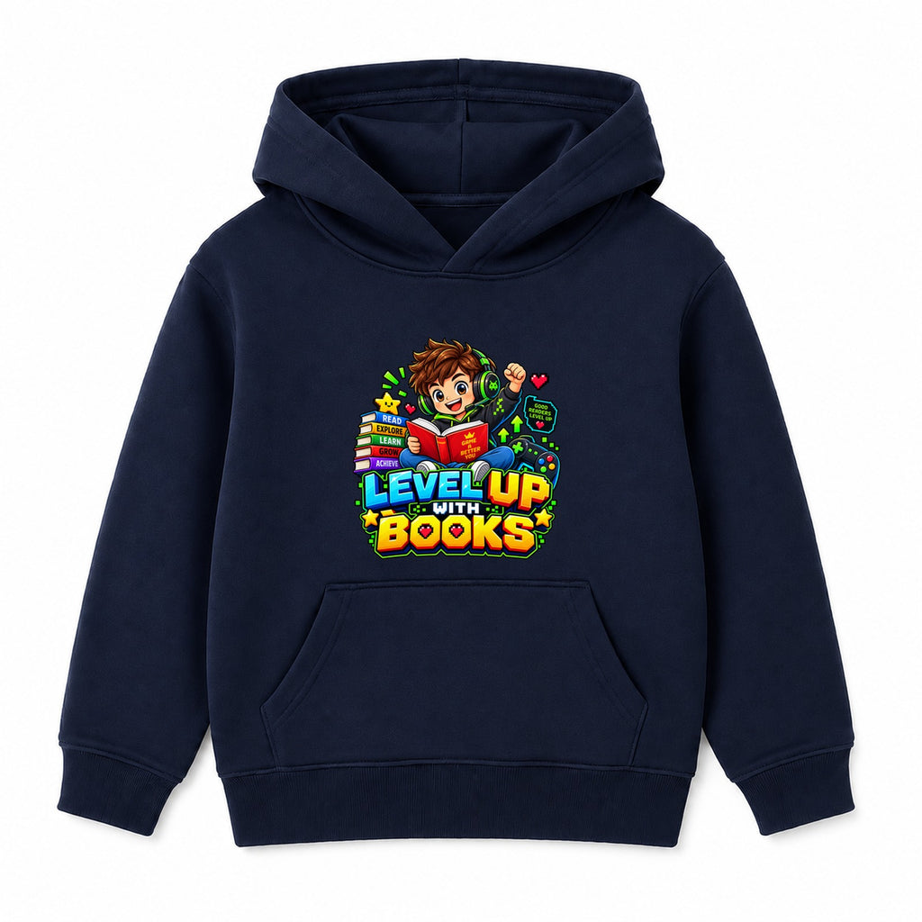 Level Up With Books kids World Book Day hoodie - Navy