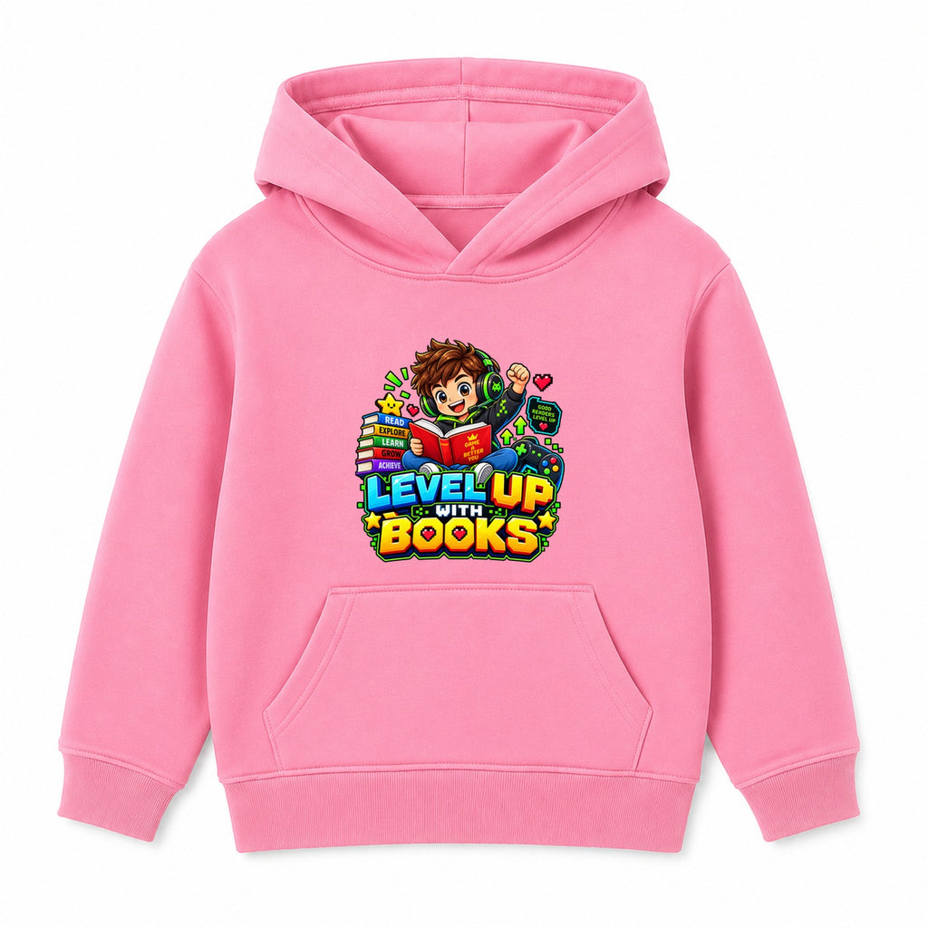 Level Up With Books kids World Book Day hoodie - Pink