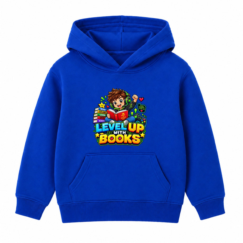 Level Up With Books kids World Book Day hoodie - Royal Blue