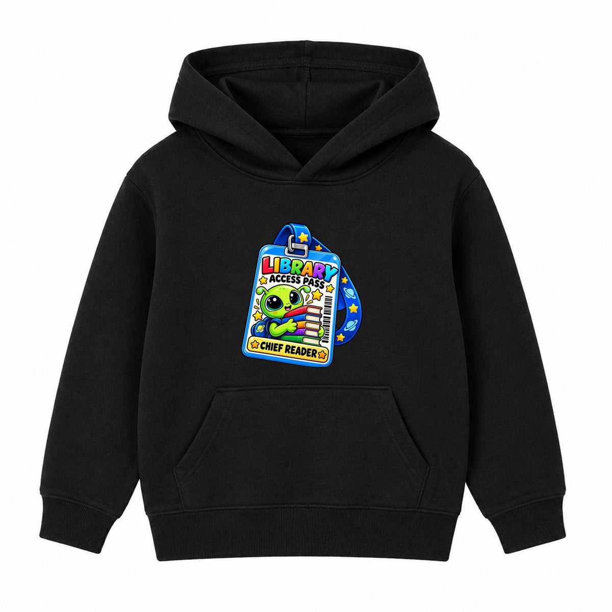 Library Access Pass kids World Book Day hoodie - Black