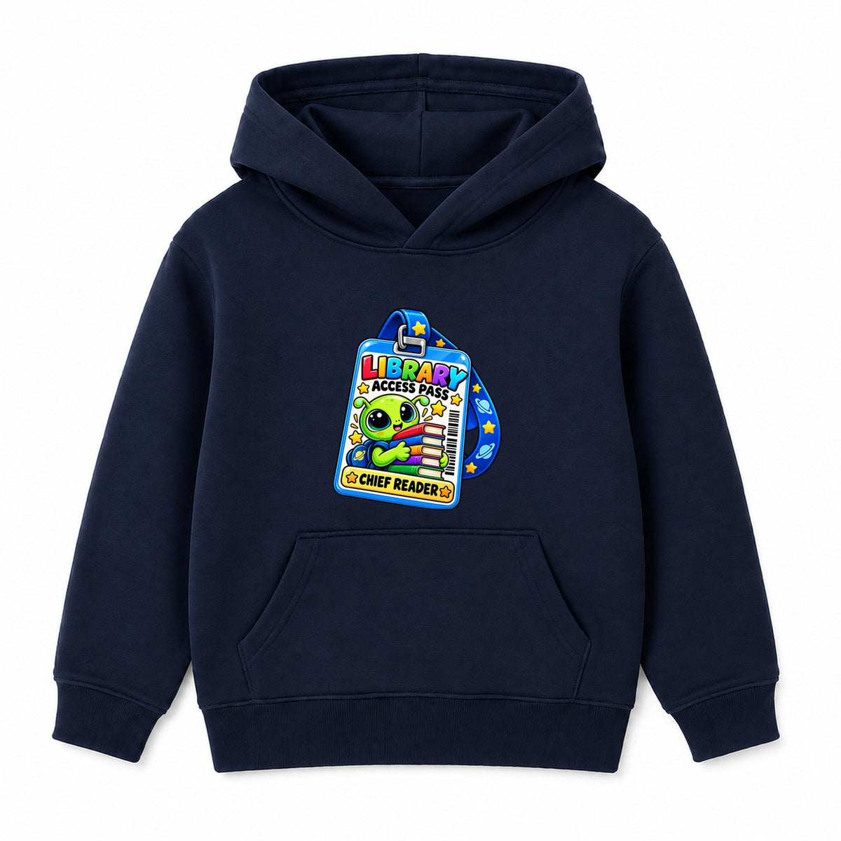 Library Access Pass kids World Book Day hoodie - Navy