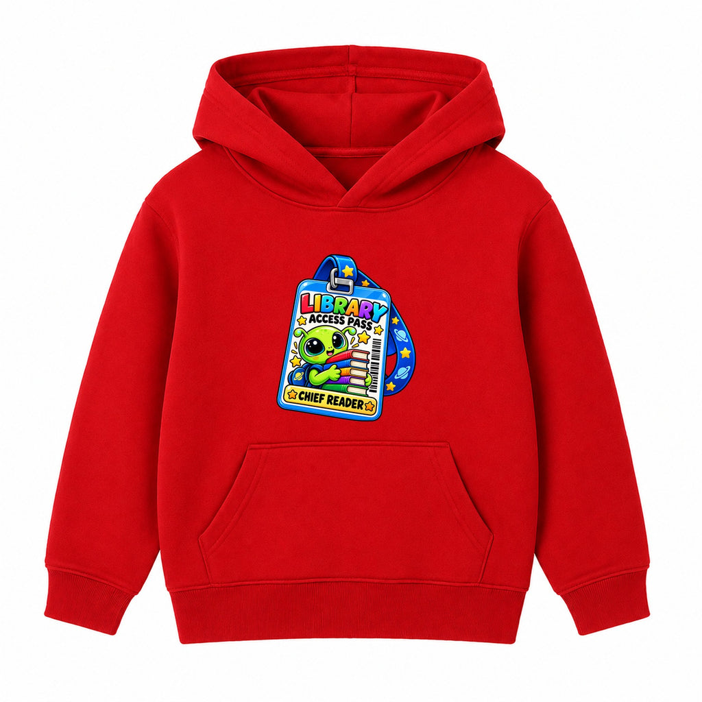 Library Access Pass kids World Book Day hoodie - Red