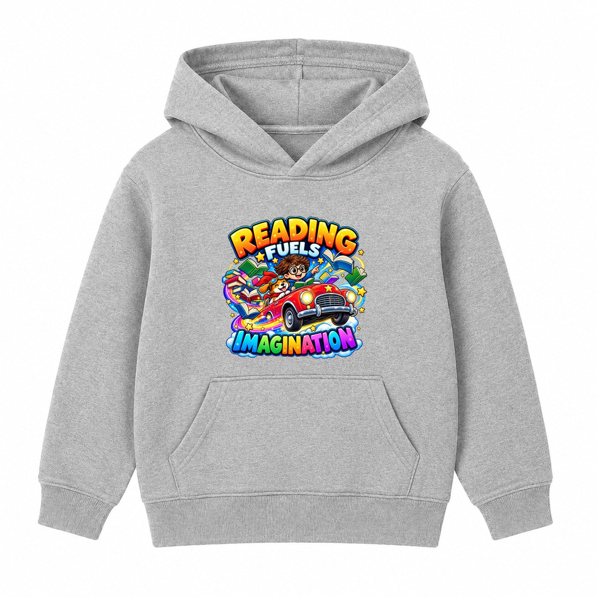 Reading Fuels Imagination kids World Book Day hoodie - Heather Grey