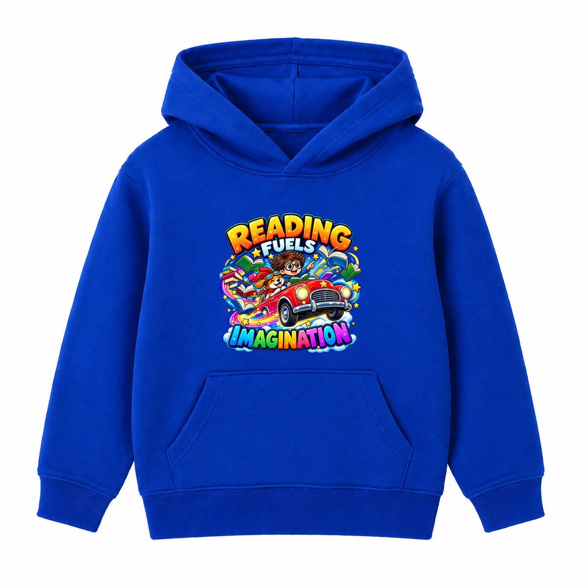 Reading Fuels Imagination kids World Book Day hoodie - Royal Blue