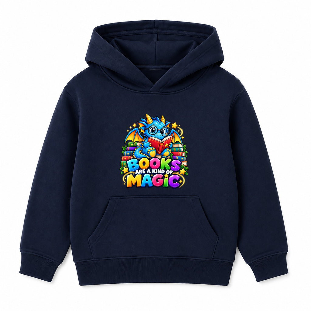 Books Are A Kind Of Magic kids World Book Day hoodie - Navy