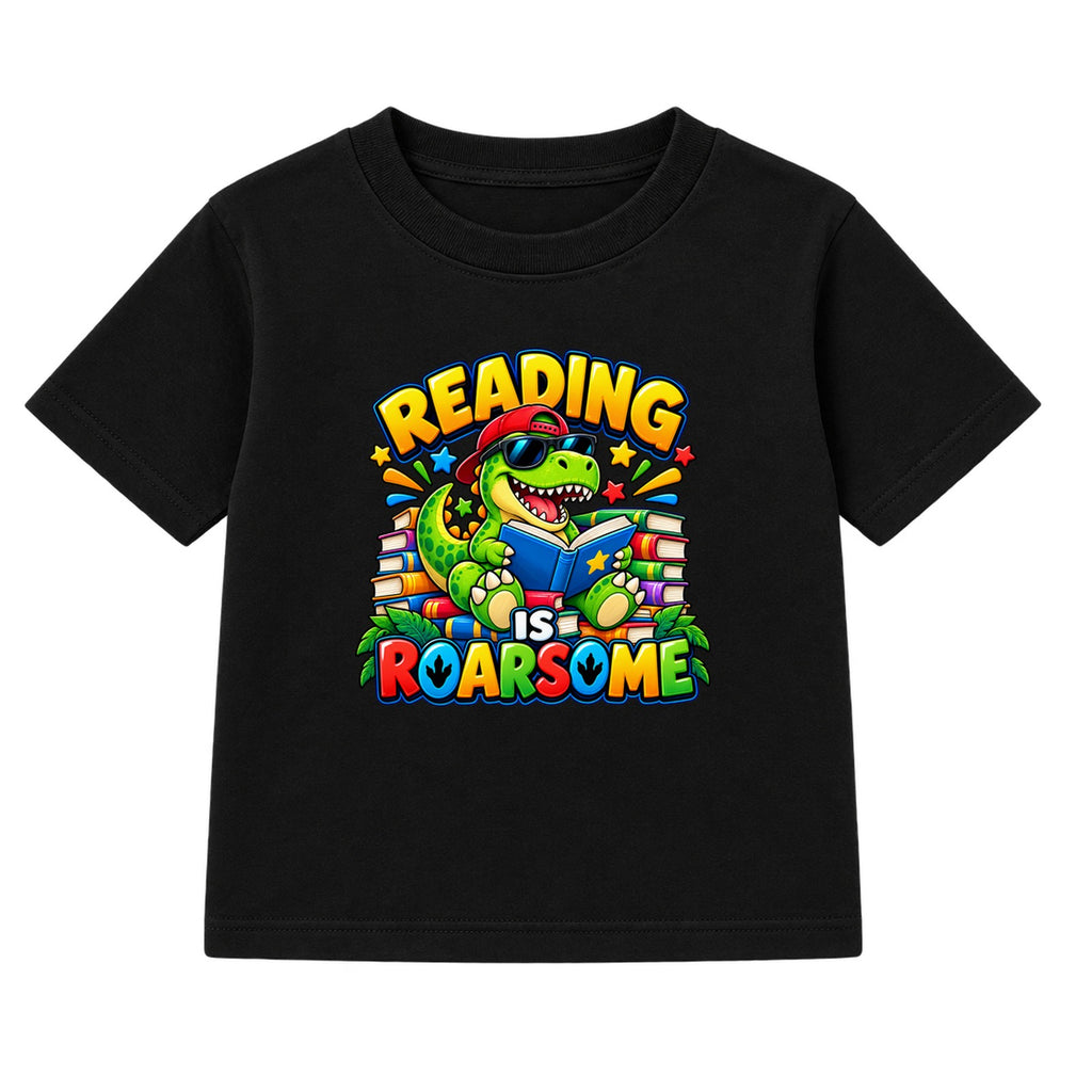 Reading Is Roarsome kids World Book Day t-shirt - Black
