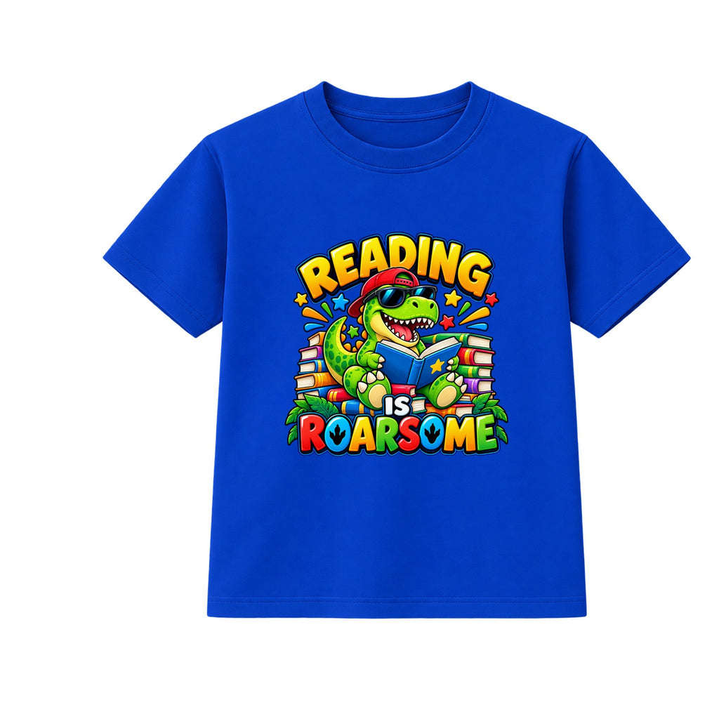 Reading Is Roarsome kids World Book Day t-shirt - Blue