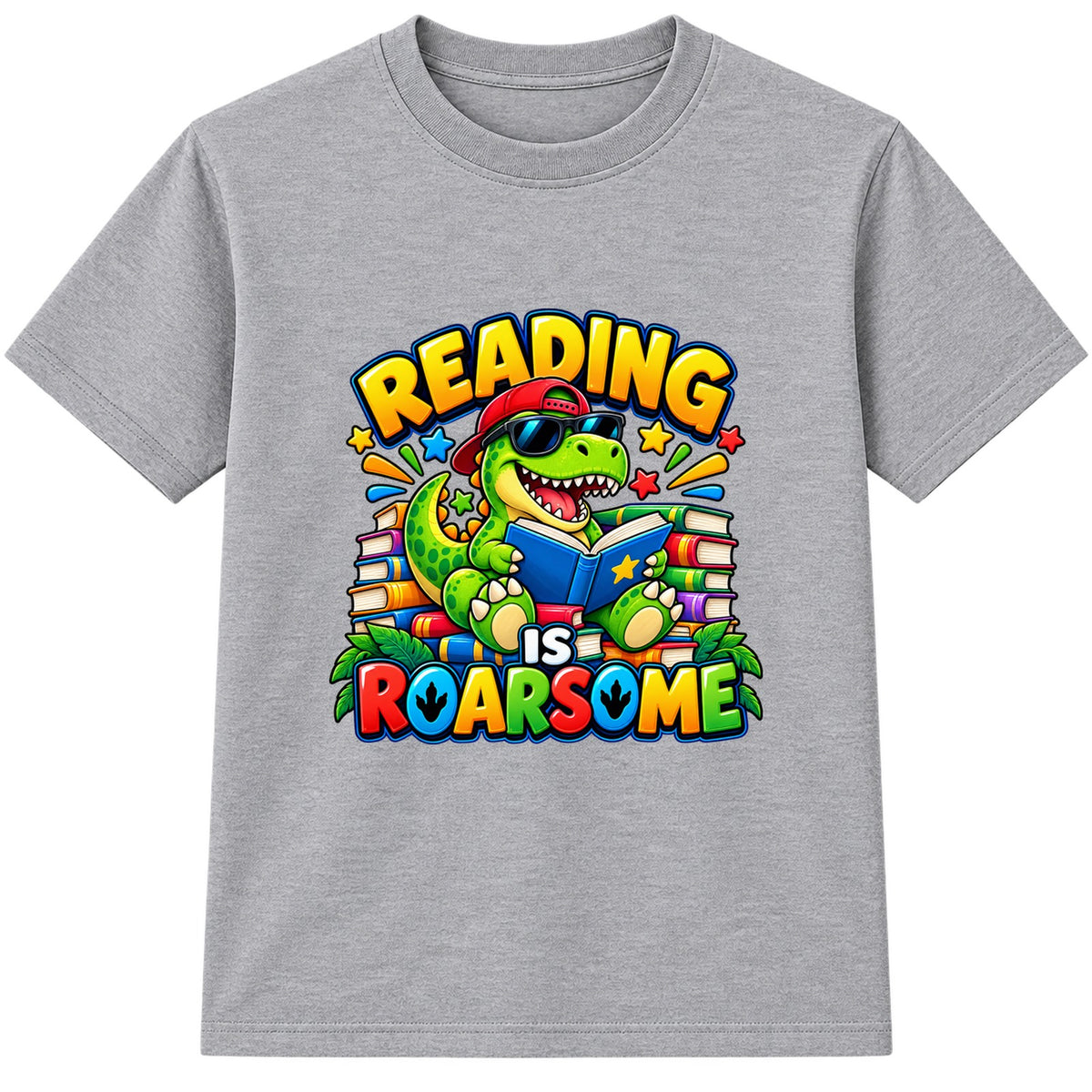 Reading Is Roarsome kids World Book Day t-shirt - Heather Grey