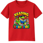 Reading Is Roarsome kids World Book Day t-shirt - Red