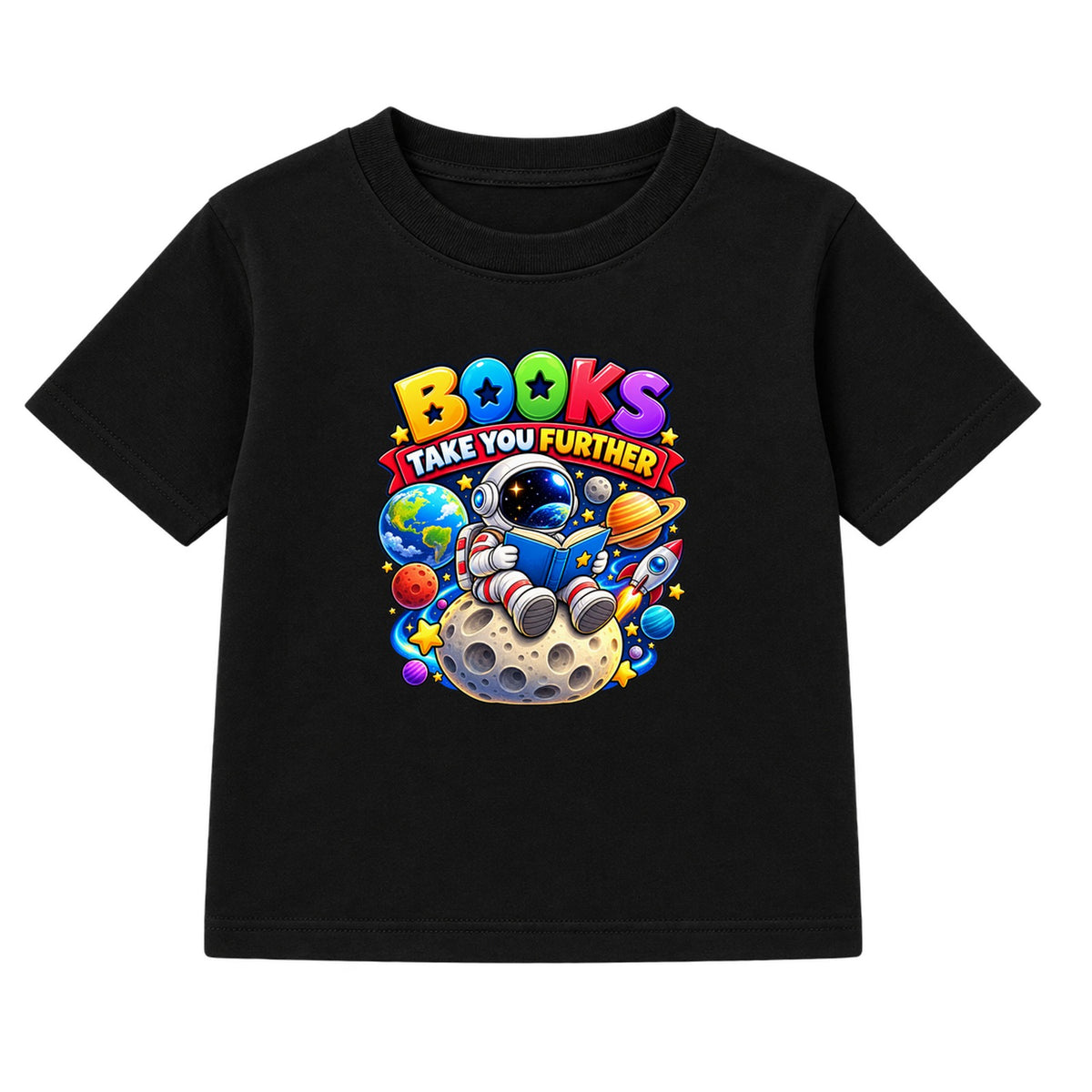 Books Take You Further kids World Book Day t-shirt - Black
