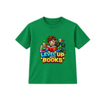 Level Up With Books kids World Book Day t-shirt - Green