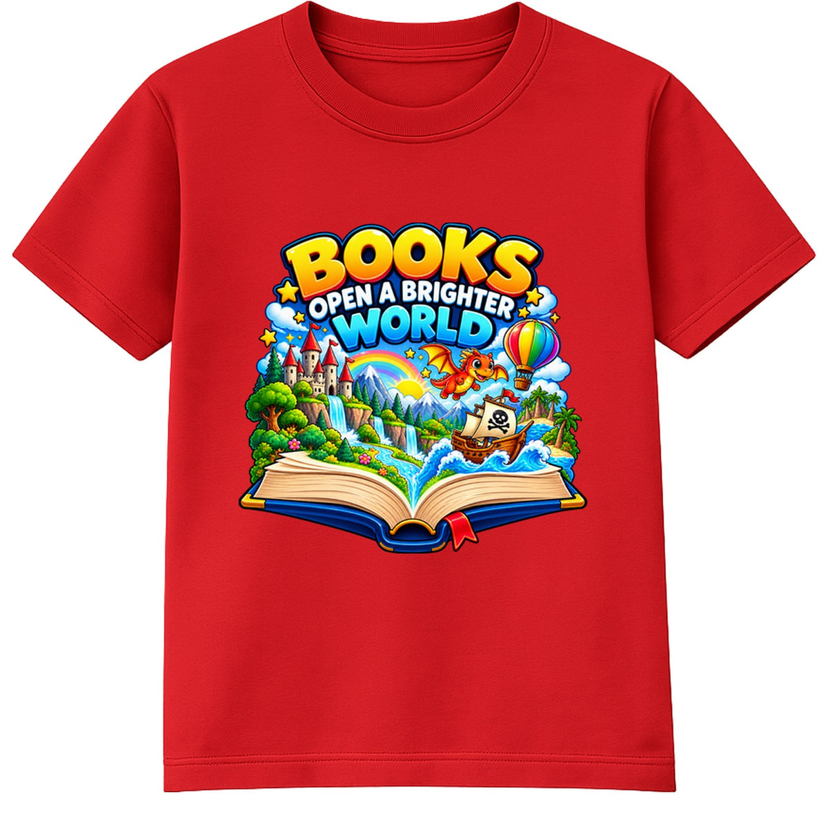 Books Open A Brighter World kids World Book Day t-shirt - Red
