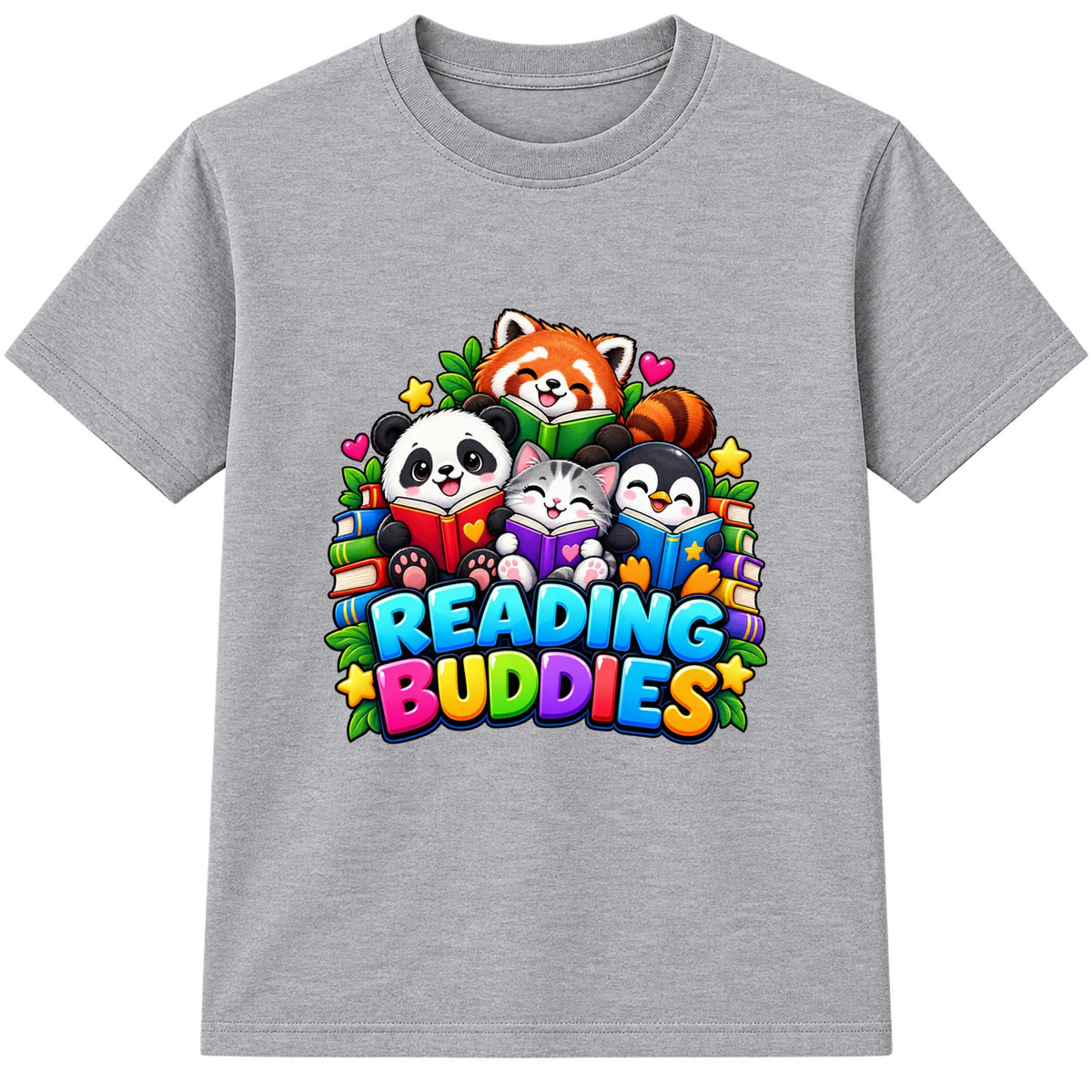 Reading Buddies kids World Book Day t-shirt - Heather Grey