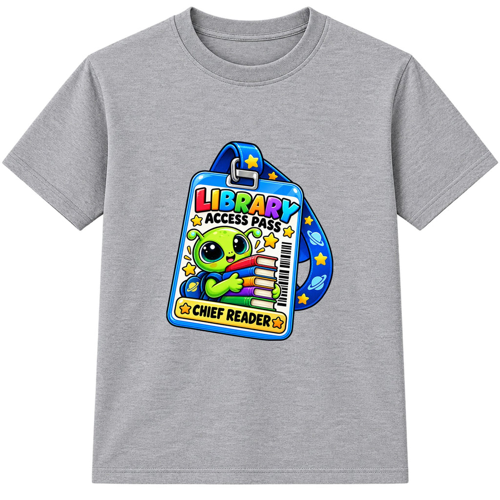 Library Access Pass kids World Book Day t-shirt - Heather Grey