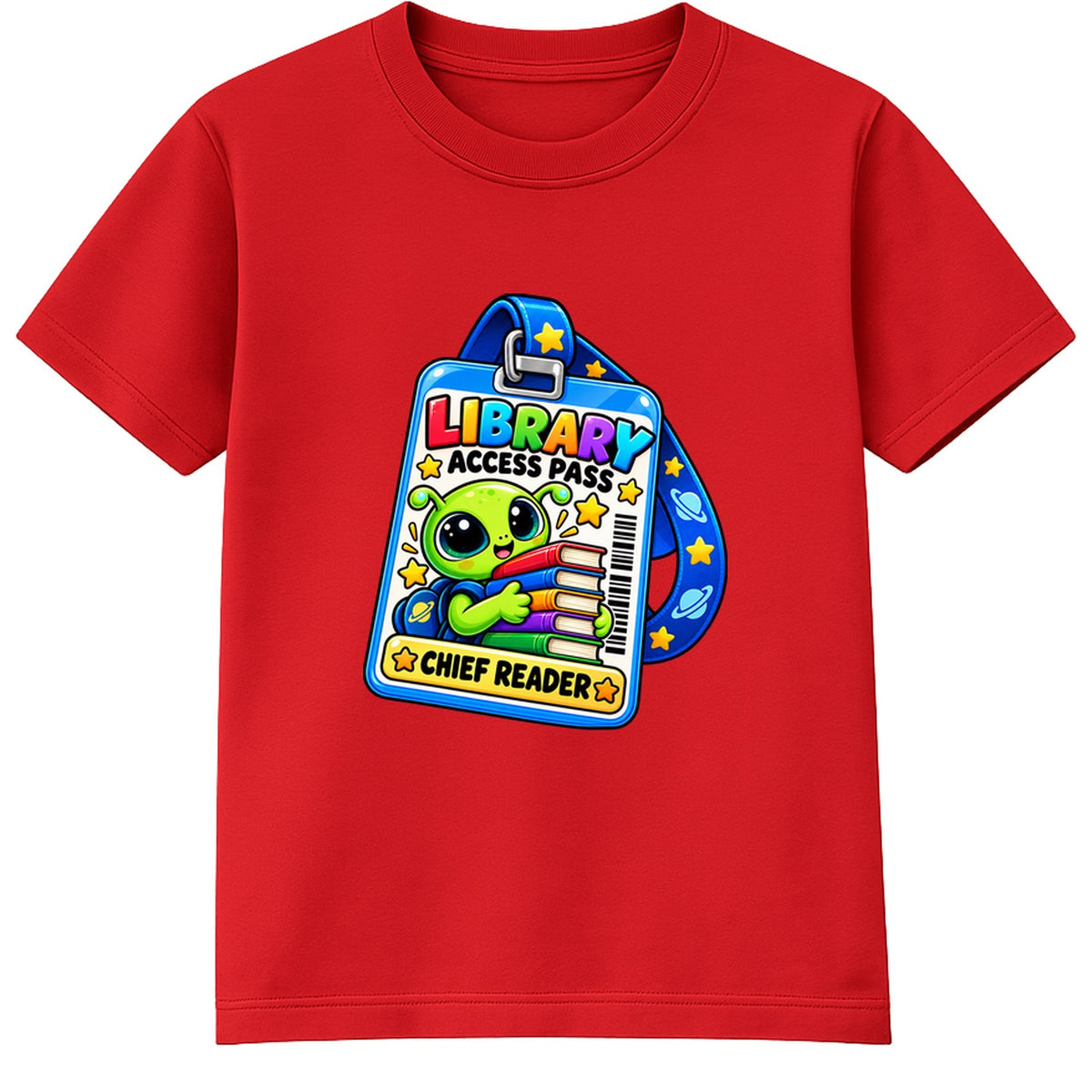 Library Access Pass kids World Book Day t-shirt - Red