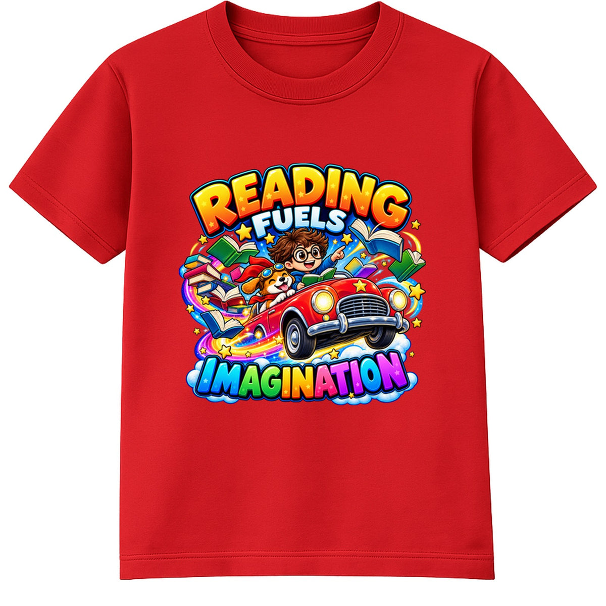 Reading Fuels Imagination kids World Book Day t-shirt - Red