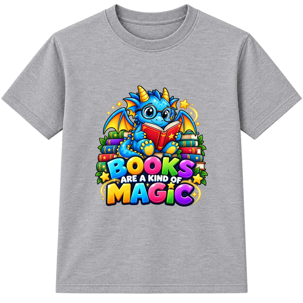 Books Are A Kind Of Magic kids World Book Day t-shirt - Heather Grey