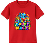 Books Are A Kind Of Magic kids World Book Day t-shirt - Red