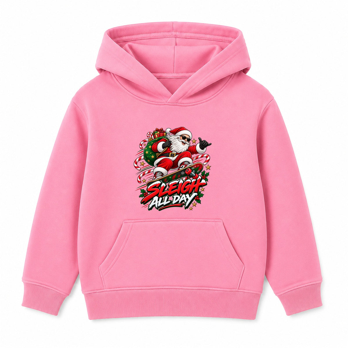 Sleigh All Day adult Christmas hoodie - Pink