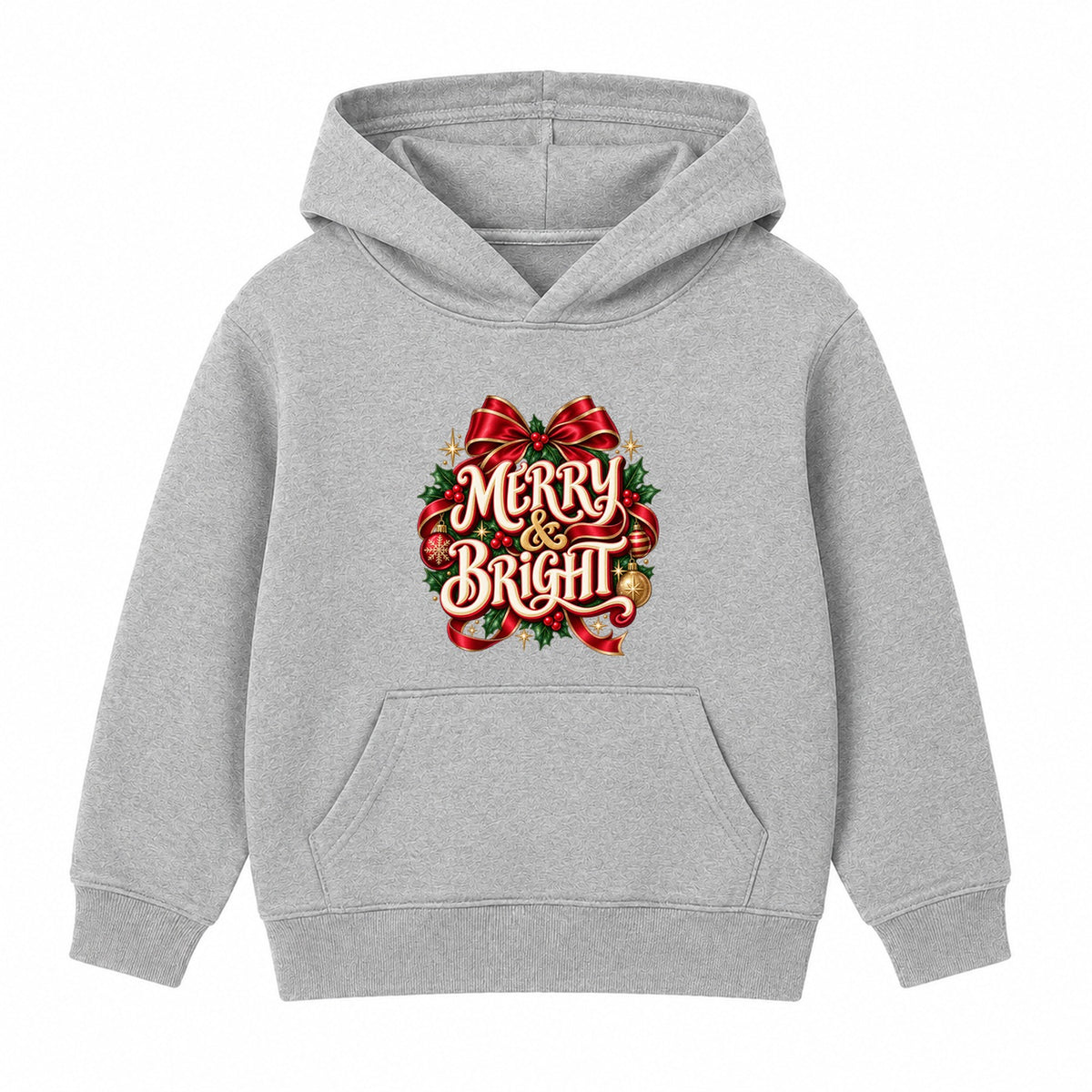 Merry & Bright adult Christmas hoodie - Heather Grey