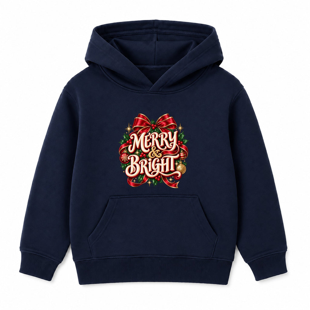 Merry & Bright adult Christmas hoodie - Navy