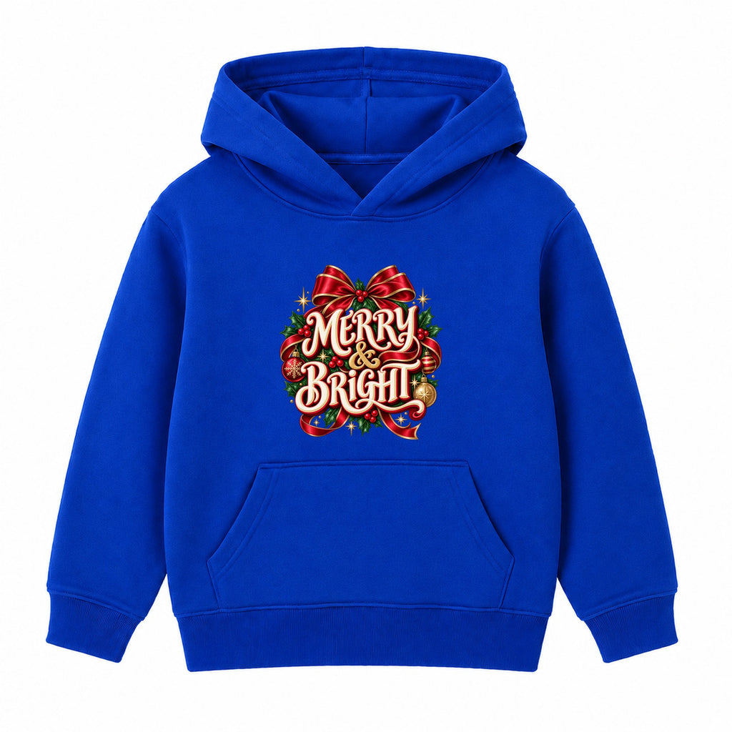 Merry & Bright adult Christmas hoodie - Royal Blue