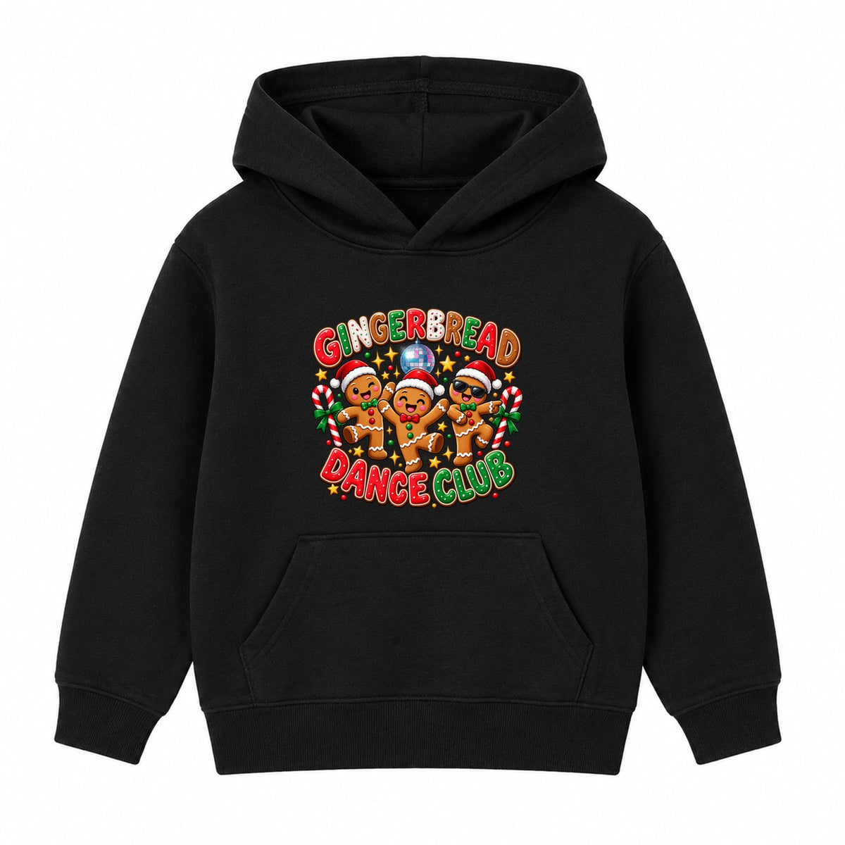 Gingerbread Dance Club kids Christmas hoodie - Black