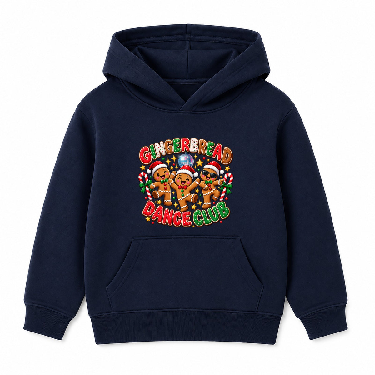 Gingerbread Dance Club kids Christmas hoodie - Navy