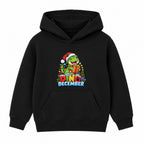 Dino December kids Christmas hoodie - Black