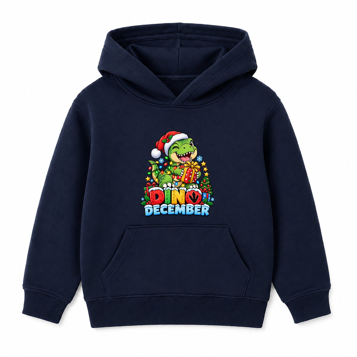 Dino December kids Christmas hoodie - Navy