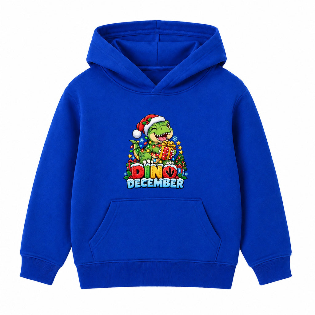 Dino December kids Christmas hoodie - Royal Blue