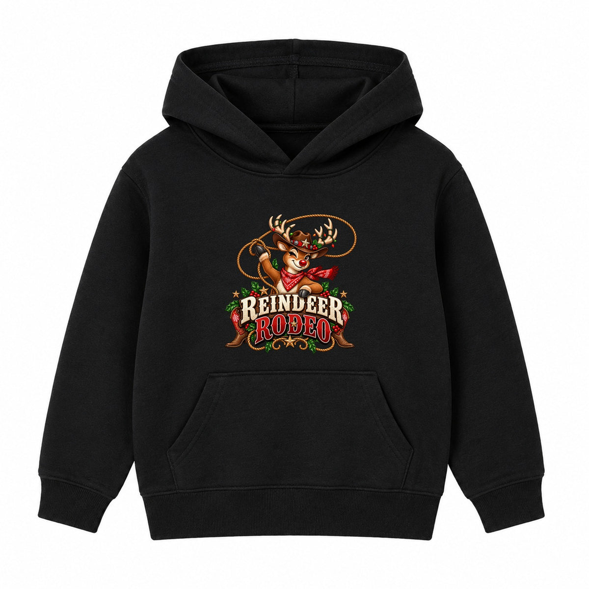 Reindeer Rodeo adult Christmas hoodie - Black