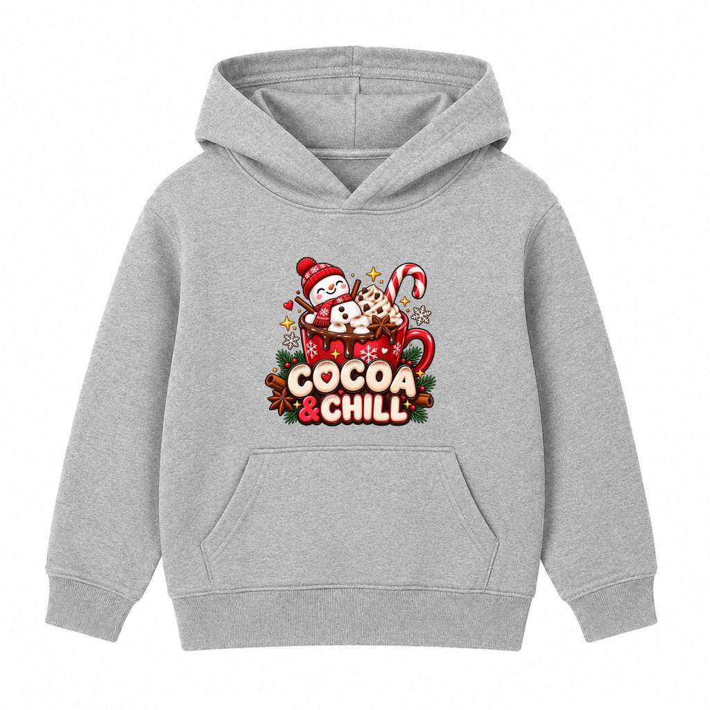 Cocoa & Chill kids Christmas hoodie - Heather Grey