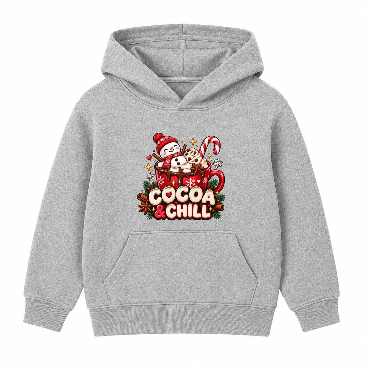 Cocoa & Chill kids Christmas hoodie - Heather Grey