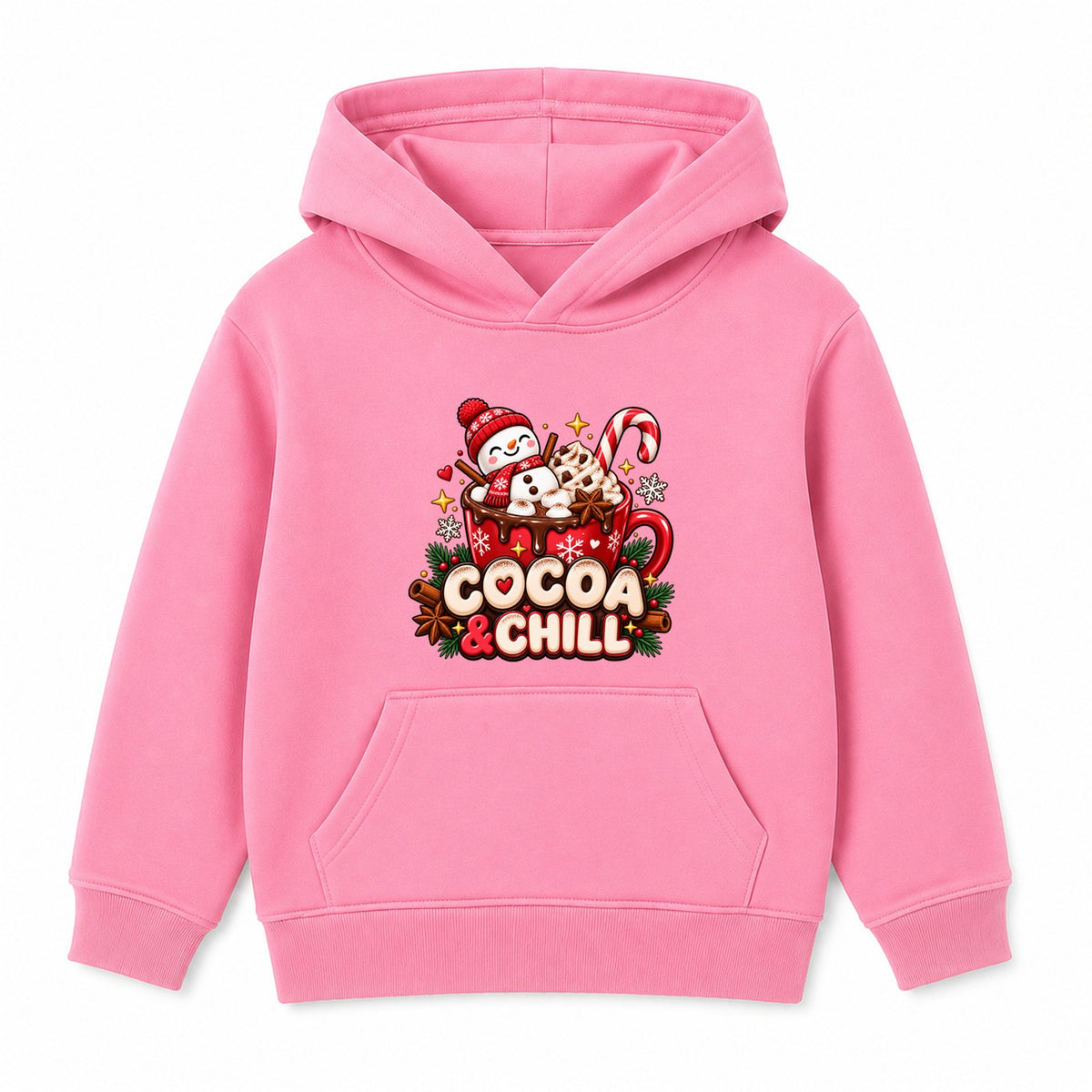 Cocoa & Chill kids Christmas hoodie - Pink