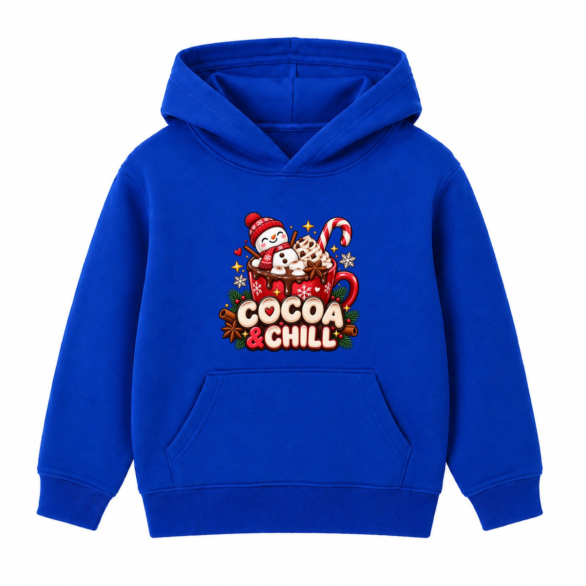 Cocoa & Chill kids Christmas hoodie - Royal Blue