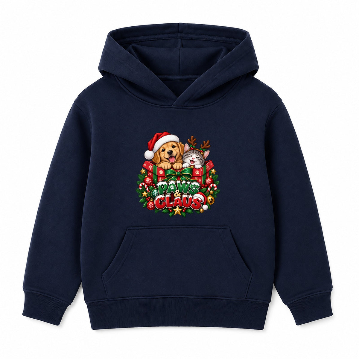 Paws & Claus kids Christmas hoodie - Navy