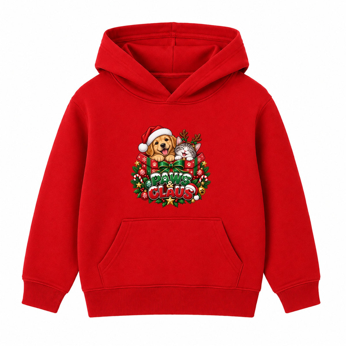 Paws & Claus kids Christmas hoodie - Red