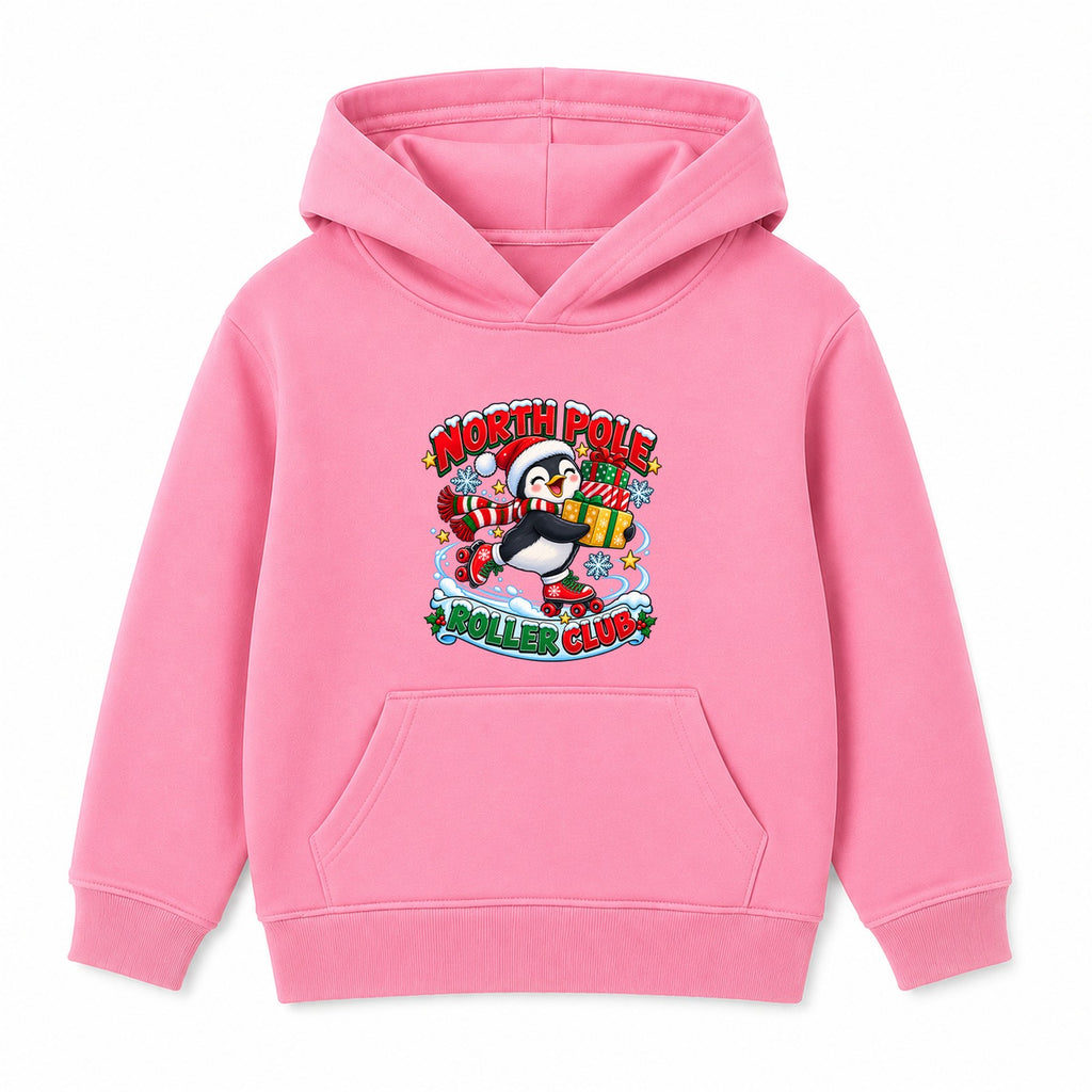 North Pole Roller Club kids Christmas hoodie - Pink