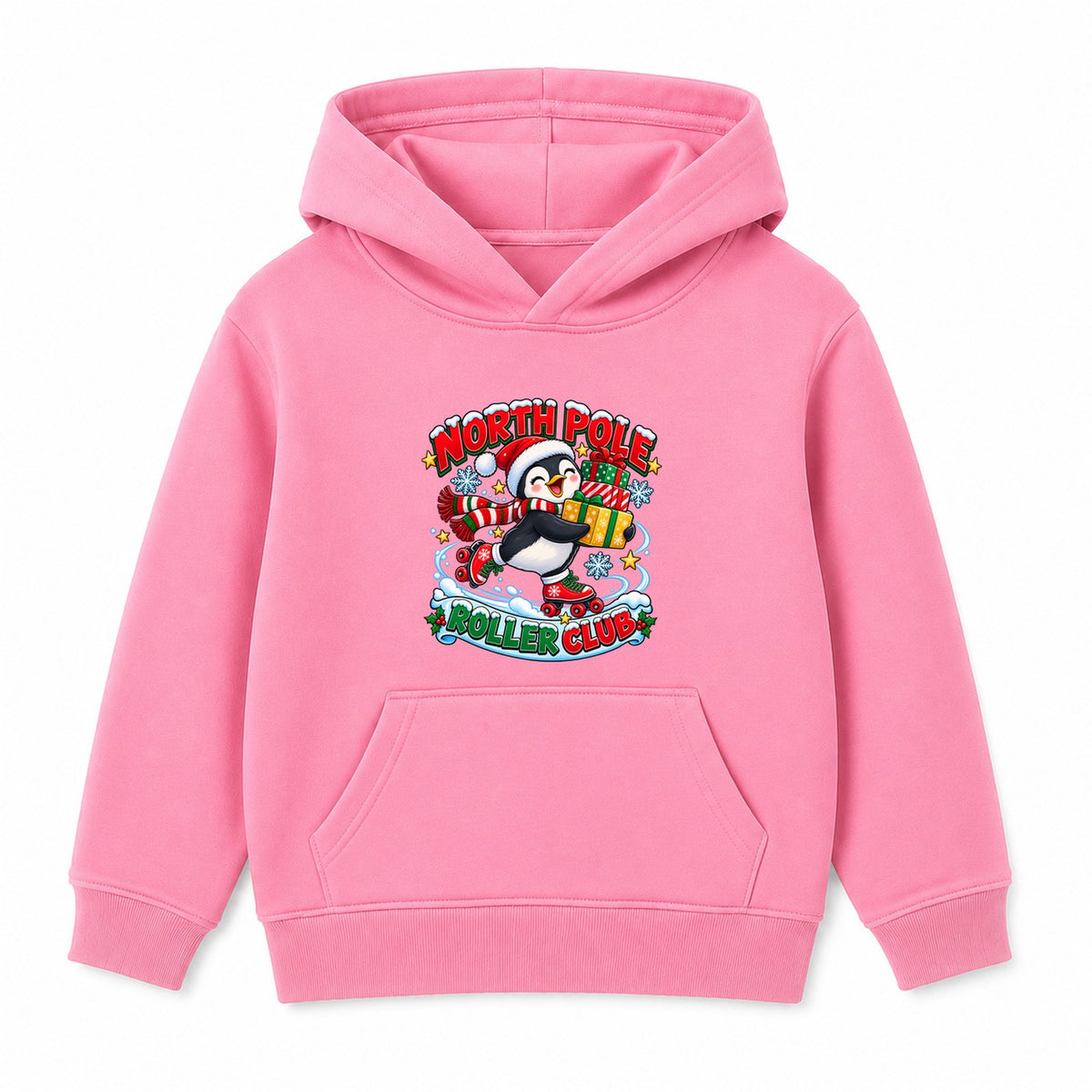 North Pole Roller Club kids Christmas hoodie - Pink